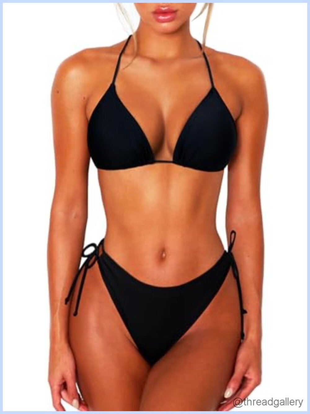 2 Piece Halter Triangle Bikini Set Women Brazilian String Swimwear Full